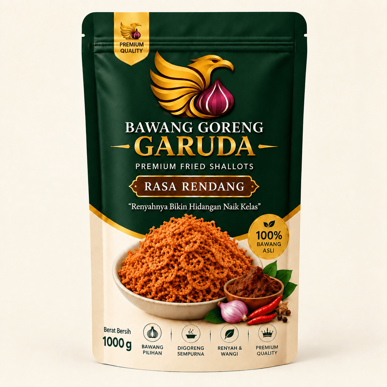 Kemasan Bawang Goreng Garuda Rasa Rendang 1000 g